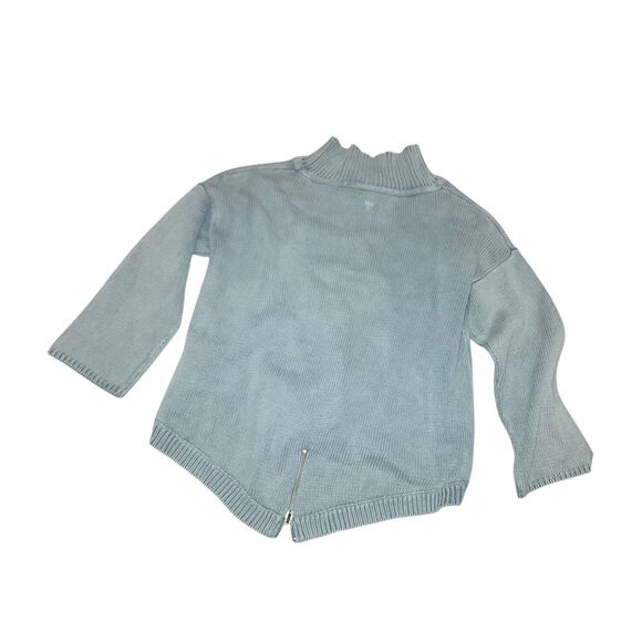 TYLER BOE Sz L Gray Blue Back Zipper Hem Detail Lagenlook Knit Pullover Sweater - Picture 4 of 9